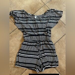 Striped Black and White Kids One Piece